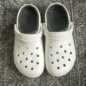 Fuzzy White Crocs